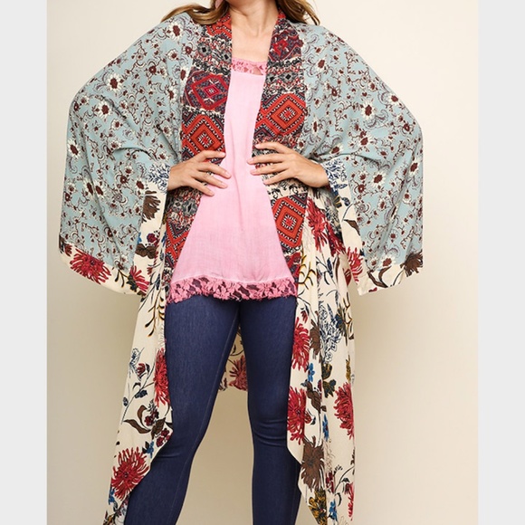 NWT Boutique Boho Gypsy Kimono Duster - Picture 6 of 12